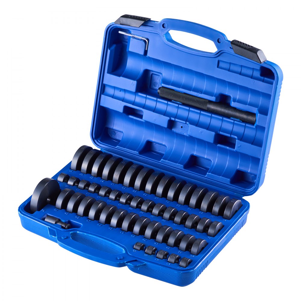 VEVOR Bearing Press Kit, 52+16 Pcs, 2 in 1 Bushing Driver Tool & Bearing Press Kit, Race and Seal Driver Set with 49 Bushings, 10 Collets, Slide Hammer, Heavy Duty Removal Installation Set with Case