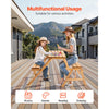 VEVOR 2-in-1 Transforming Interchangeable Picnic Table, Outdoor Wooden Table and Bench Set, Portable Foldable Bench with Umbrella Hole, Patio Dining Furniture for Garden, Backyard, Porch (Brown)