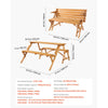VEVOR 2-in-1 Transforming Interchangeable Picnic Table, Outdoor Wooden Table and Bench Set, Portable Foldable Bench with Umbrella Hole, Patio Dining Furniture for Garden, Backyard, Porch (Brown)