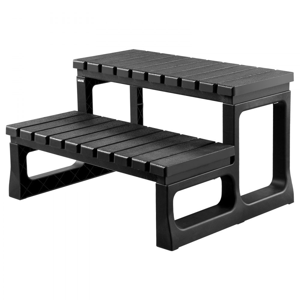 VEVOR Hot Tub Steps, 2-Step Spa Outdoor Stairs, Heavy Duty 23.6 inch Wide PP Above-Ground/Inflatable Pool Ladder with 320 lbs Weight Capacity, Multi-Use for Porch, Patio, Deck, Campers, Black