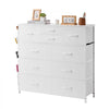 VEVOR 10 Drawer Dresser, Fabric Drawer Dresser with Fabric Bins, Closet Storage Drawers with Easy Pull Handle and Sturdy Steel Frame, Fabric Storage Tower for Bedroom, Hallway, Closet, Nursery, White