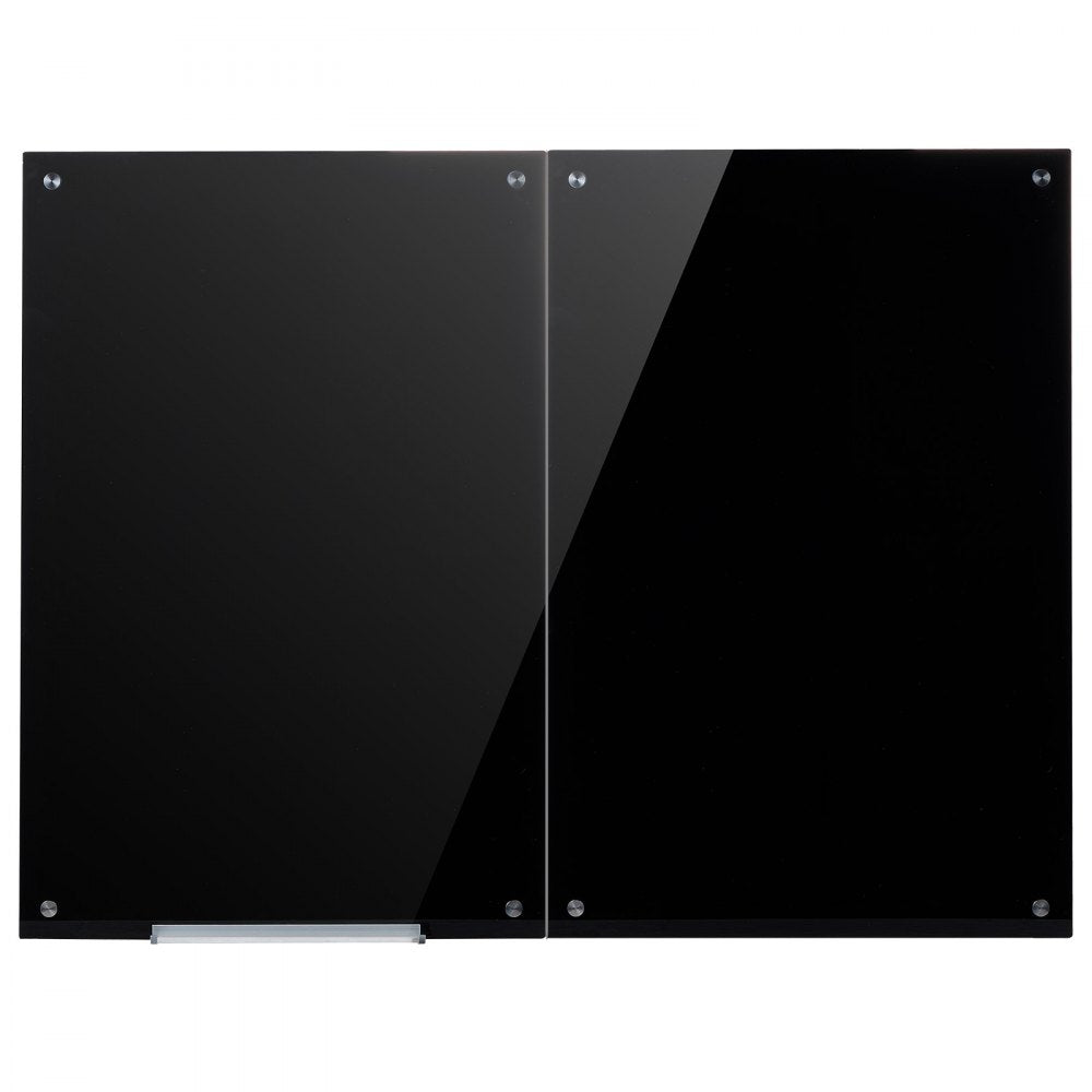 VEVOR Glass Dry Erase Board 2 Pack 35.4 x 23.6 in Black Magnetic Whiteboard, Wall-Mounted, Frameless, Thick Tempered Glass, with Markers, Magnets and Eraser, for Office, School Classroom, Home Study