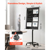 VEVOR Glass Dry Erase Board 35.4 x 23.6 in Magnetic Whiteboard Round Base, Frameless, Mobile with Stand and Wheels, Includes Markers, Magnets and Eraser, for Office, School Classroom, Home, Black