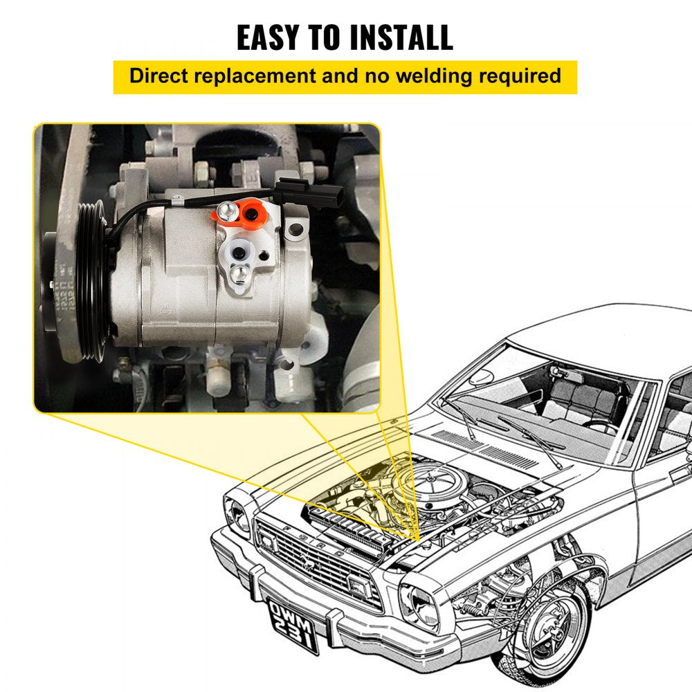 VEVOR CO 29001C 5005440AA 4710522 0610043 Universal Air Conditioner AC Compressor for Grand Caravan Town & Country A/C Compressor 471-0522 77374 78374 97343 98343
