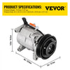 VEVOR CO 29001C 5005440AA 4710522 0610043 Universal Air Conditioner AC Compressor for Grand Caravan Town & Country A/C Compressor 471-0522 77374 78374 97343 98343