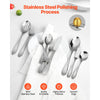 VEVOR 65-Piece Silverware Set, Food-Grade Stainless Steel Flatware Utensils, Mirror Finished Cutlery Set, Dishwasher Safe Eating Tableware for Kitchen Home, Service for 12, Include Knife Fork Spoon