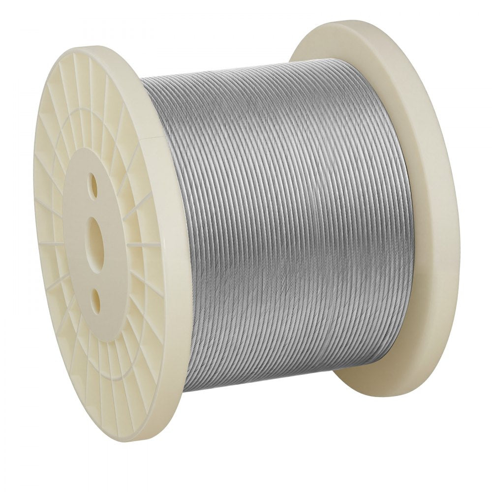 VEVOR 1/8 Inch Wire Rope, 1000 ft Length, 316 Stainless Steel Wire Cable with Cutter, 1760 lbs Breaking Strength, 1 x 19 Strands Construction, Steel Cable for Deck Railing System, Garden Trellis