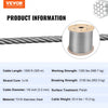T316 1x19 Stainless Steel Cable 1/8" Cable Rail Wire Rope Aircraft Cable 984FT