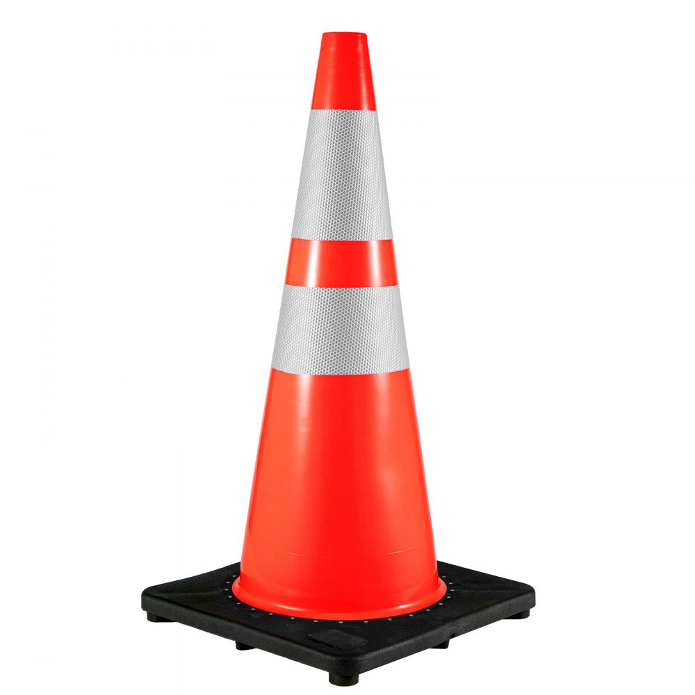 VEVOR 6Pack 36\" Traffic Cones, Safety Road Parking Cone with Black Weighted Base, PVC Orange Traffic Safety Cones, Hazard Cones Reflective Collars for Construction Traffic Parking
