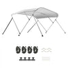 VEVOR 3 Bow Boat Bimini Tops, 600D Polyester Canopy with Aluminum Alloy Frame, Waterproof & Sun Shade Boat Awning Canopy with Storage Bag, 2 Support Poles, 4 Straps, 6'Lx(54"-60")Wx46"H, Light Grey