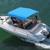 VEVOR 3 Bow Boat Bimini Tops, 600D Polyester Canopy with Aluminum Alloy Frame, Waterproof & Sun Shade Boat Awning Canopy with Storage Bag, 2 Support Poles, 4 Straps, 6'Lx(67"-72")Wx46"H, Pacific Blue