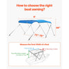 VEVOR 3 Bow Boat Bimini Top, 600D Polyester Canopy with Aluminum Alloy Frame, Waterproof & Sun Shade Boat Awning Canopy with Storage Bag, 2 Support Poles, 4 Straps, 72"Lx(73"-78")Wx46"H, Pacific Blue