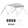 VEVOR 3 Bow Boat Bimini Tops, 600D Polyester Canopy with Aluminum Alloy Frame, Waterproof & Sun Shade Boat Awning Canopy with Storage Bag, 2 Support Poles, 4 Straps, 72"Lx(73"-78")Wx46"H, Light Grey