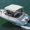 VEVOR 3 Bow Boat Bimini Tops, 600D Polyester Canopy with Aluminum Alloy Frame, Waterproof & Sun Shade Boat Awning Canopy with Storage Bag, 2 Support Poles, 4 Straps, 72"Lx(79"-84")Wx46"H, Light Grey