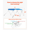 VEVOR 3 Bow Boat Bimini Tops, 600D Polyester Canopy with Aluminum Alloy Frame, Waterproof & Sun Shade Boat Awning Canopy with Storage Bag, 2 Support Poles, 4 Straps, 72"Lx(85"-90")Wx46"H, Pacific Blue