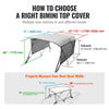VEVOR 3 Bow Bimini Top Boat Cover, Detachable Mesh Sidewalls, 600D Polyester Canopy with 1" Aluminum Alloy Frame, Includes Storage Boot, 2 Support Poles, 2 Straps, 6'L x 46"H x 67"-72"W, Light Grey