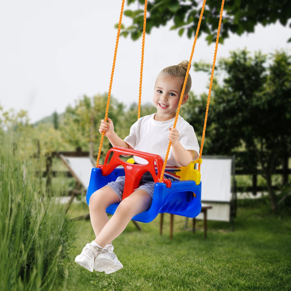 VEVOR 3-in-1 Toddler Swing Seat, 200 lbs Weight Capacity Baby Swing Seat, with Adjustable Ropes and Snap Hooks, Snug & Secure Detachable Infants to Teens Kids Swing Seat, for Outdoor and Indoor