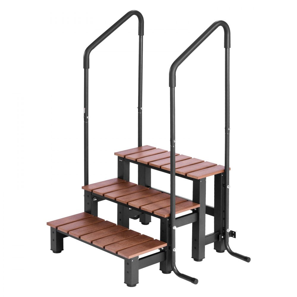 VEVOR Hot Tub Steps with Handrail, 3-Step Spa Outdoor Stairs, Heavy Duty 25.2 inch Wide Above-Ground/Inflatable Pool Ladder with 550 lbs Weight Capacity, Multi-Use for Porch, Patio, Deck, Trailers
