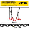VEVOR Chain Sling, 5/16 inch x 10 ft Lifting Chains with Hooks, G80 Engine Chain Hoist Lifts, 11000 lbs/5 Ton Capacity Lifting Sling Chains for Engine Hoist, Engine Lift Chain with 4 Leg Grab Hooks