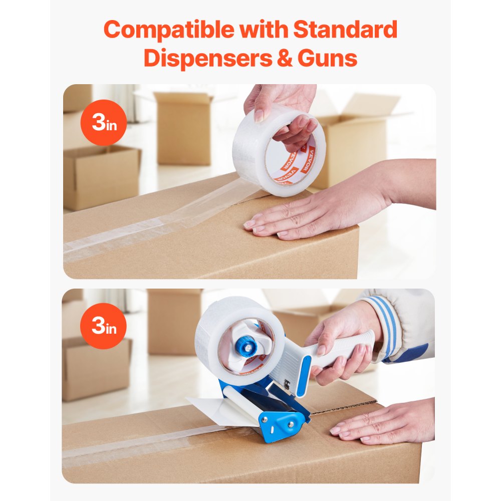VEVOR Clear Packing Tape, 3 inches Core, 24 Rolls 1.88 Inches x 65 Yards Packing Tape, 2.7 Mil Thick, Heavy Duty Packaging Tape Designed for Moving, Storage and Packing, Shipping and Mailing, Office