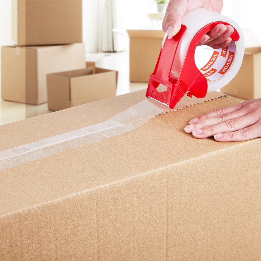 VEVOR Clear Packing Tape, 3 inches Core, 6 Rolls 1.88 Inches x 65 Yards Packing Tape with Dispenser, 2.7 Mil Heavy Duty Packaging Tape Designed for Moving, Storage and Packing, Shipping and Mailing