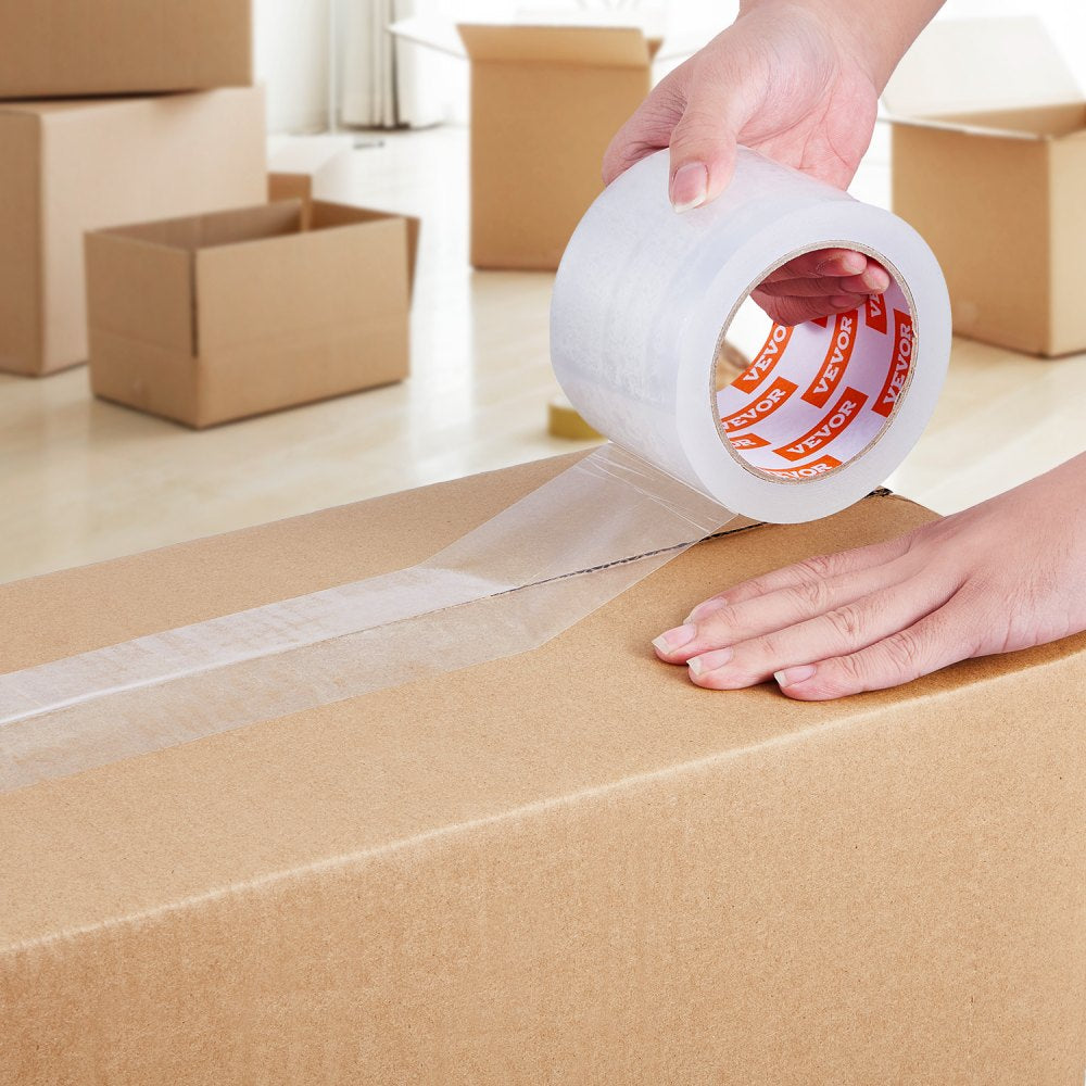 VEVOR Clear Packing Tape, 3 inches Core, 6 Rolls 3 Inches x 65 Yards Packing Tapes, 2.7 Mil Thick, Heavy Duty Packaging Tape Designed for Moving, Storage and Packing, Shipping and Mailing, Office