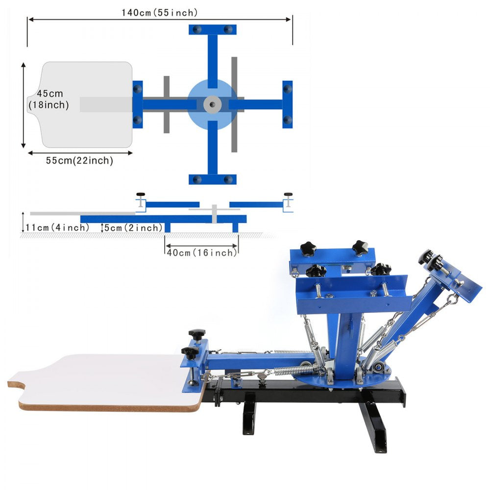 VEVOR 4 Color 1 Station Silk Screen Printing Press Printer With Adjustable Stand Flash Dryer