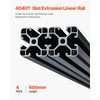 VEVOR 4PCS 23.6 in (600 mm) T Slot 4040 Aluminum Extrusion Profile, European Standard Anodized Linear Rail, High-Strength Extruded Aluminum Rail for 3D Printer, CNC Machine DIY, Laser Engraving, Black