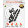 VEVOR 48-Piece Black Silverware Set with Steak Knives, Food-Grade Stainless Steel Flatware Utensils for 8, Mirror Finished Cutlery Set, Dishwasher Safe Eating Tableware for Kitchen Home, Service for 8
