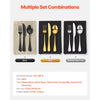 VEVOR 48-Piece Black Silverware Set with Steak Knives, Food-Grade Stainless Steel Flatware Utensils for 8, Mirror Finished Cutlery Set, Dishwasher Safe Eating Tableware for Kitchen Home, Service for 8