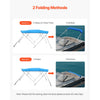 VEVOR 4 Bow Boat Bimini Tops, 600D Polyester Canopy with Aluminum Alloy Frame, Waterproof & Sun Shade Boat Awning Canopy with Storage Bag, 2 Support Poles, 4 Straps, 96"Lx(73"-78")Wx54"H, Pacific Blue