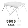 VEVOR 4 Bow Boat Bimini Tops, 600D Polyester Canopy with Aluminum Alloy Frame, Waterproof & Sun Shade Boat Awning Canopy with Storage Bag, 2 Support Poles, 4 Straps, 96"Lx(79"-84")Wx54"H, Light Grey