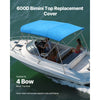 VEVOR 4 Bow Boat Bimini Tops, 600D Polyester Canopy, Waterproof & Sun Protection Boat Awning Canopy with Storage Bag, Bimini Top Replacement, 96"Lx(91"-96")W, Pacific Blue (Support Frame Not Included)