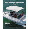 VEVOR 4 Bow Boat Bimini Tops, 600D Polyester Canopy, Waterproof & Sun Protection Boat Awning Canopy with Storage Bag, Bimini Top Replacement, 96"Lx(91"-96")W, Light Grey (Support Frame Not Included)