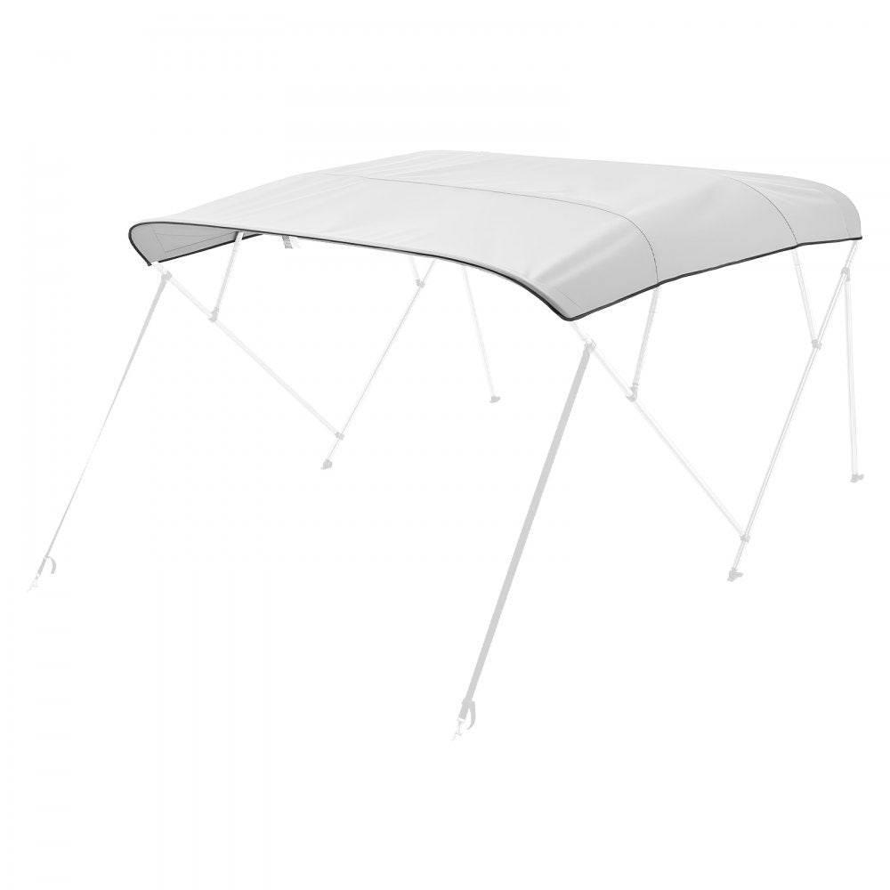 VEVOR 4 Bow Boat Bimini Tops, 600D Polyester Canopy, Waterproof & Sun Protection Boat Awning Canopy with Storage Bag, Bimini Top Replacement, 96"Lx(97"-103")W, Light Grey (Support Frame Not Included)