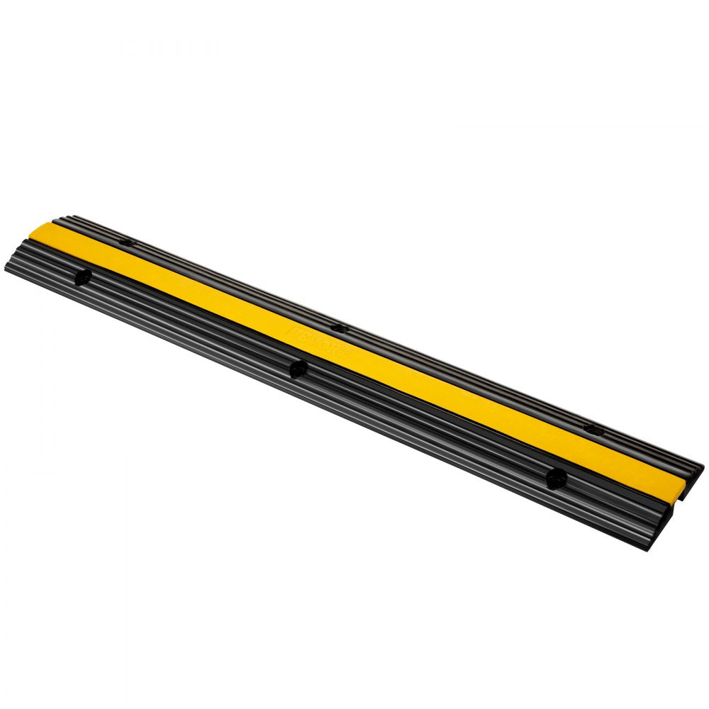 VEVOR 4 Pack of 1-Channel Rubber Cable Protector Ramps Heavy Duty 22046Lbs Load Capacity Cable Wire Cord Cover Ramp Speed Bump Driveway Hose Cable Ramp Protective Cover