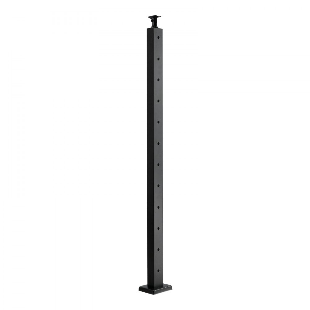 VEVOR 4-Pack Cable Railing Post, 42x2x2 In Horizontal-Hole Deck Railing Post with Pre-Drilled Holes, Stainless Steel Cable Rail Post with Horizontal and Curved Bracket, Black, 4JZLGZXHS106URZU0001V0