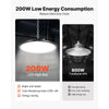 VEVOR 6 Pack LED High Bay Lights, 5000K 200W 30000LM Super Bright UFO LED Warehouse Shop Lights, IP65 Waterproof, 100-277V Wide Voltage for Warehouse Workshop Factory Gym Garage Barn, Black