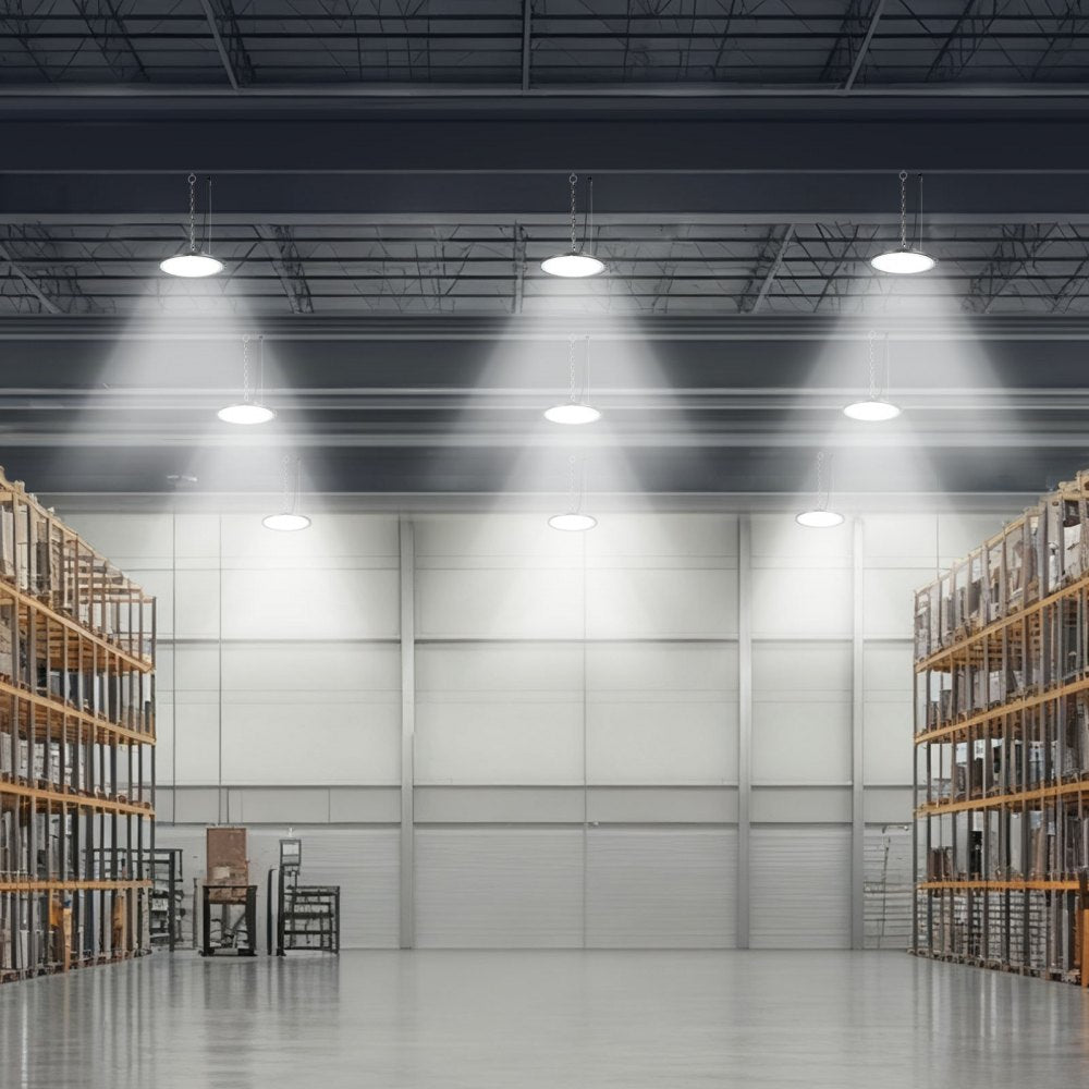 VEVOR 6 Pack LED High Bay Lights, 5000K 200W 30000LM Super Bright UFO LED Warehouse Shop Lights, IP65 Waterproof, 100-277V Wide Voltage for Warehouse Workshop Factory Gym Garage Barn, Black
