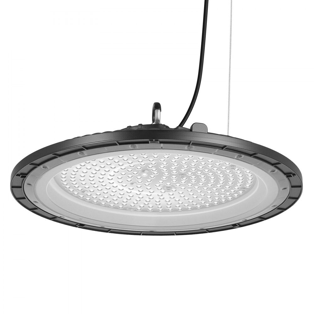 VEVOR 6 Pack LED High Bay Lights, 5000K 200W 30000LM Super Bright UFO LED Warehouse Shop Lights, IP65 Waterproof, 100-277V Wide Voltage for Warehouse Workshop Factory Gym Garage Barn, Black