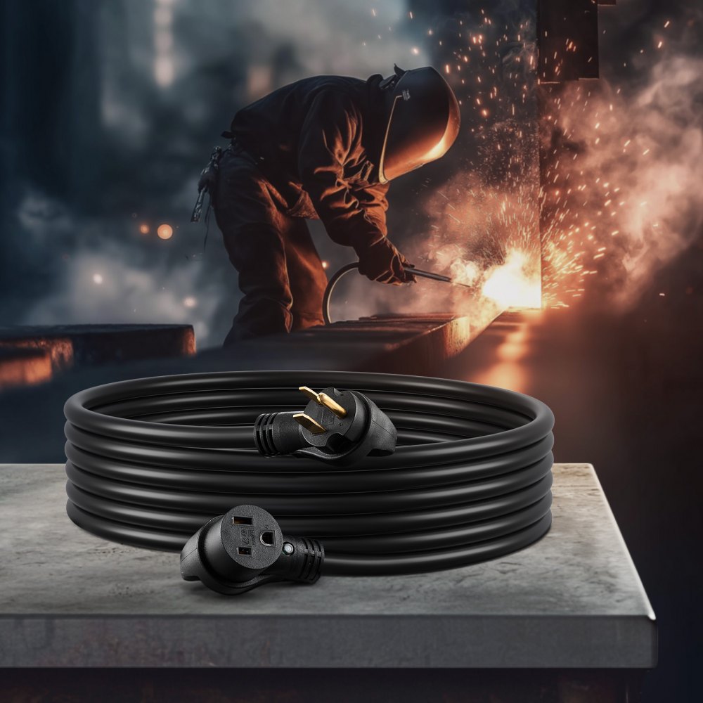 VEVOR Welder Extension Cord, 30 Amp 50 ft, Extension Cord for Portable Welders, NEMA 6-50P, 10/3 AWG, 250V, 7500W Heavy Duty Pure Copper Welder Cable, for Outdoor MIG TIG Plasma, STW Weather-proof