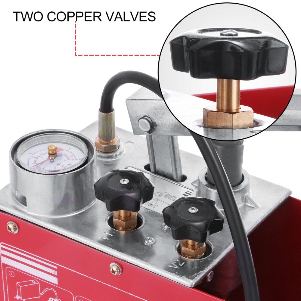 VEVOR Hydraulic Pressure Test Pump 50 Bar 725 PSI 3 Gallon Tank 45ML 1/2" BSP