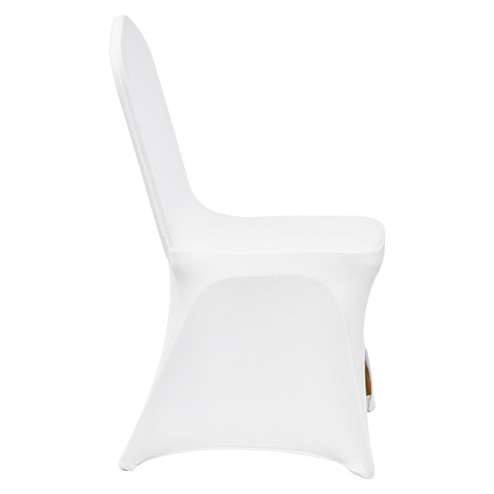 VEVOR Stretch Spandex Folding Chair Covers, Universal Fitted Arched Front Cover, Removable Washable Protective Slipcovers, for Wedding, Holiday, Banquet, Party, Celebration, Dining (50PCS White)