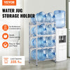 VEVOR 4 Tiers Water Jug Holder, 5 Gallon Water Bottle Holder, Double Row Water Bottle Rack for 8 Bottles, Heavy Duty Water Jug Rack for Kitchen, Office, Living Room, Silver
