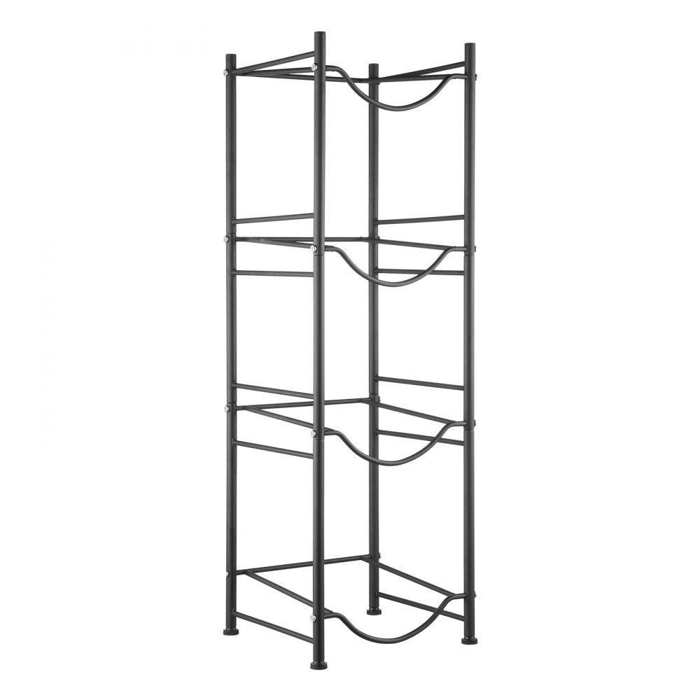 VEVOR 4 Tiers Water Jug Holder, 5 Gallon Water Bottle Holder, Single Row Water Bottle Rack for 4 Bottles, Heavy Duty Water Jug Rack for Kitchen, Office, Living Room, Black