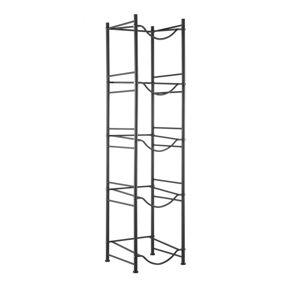 VEVOR 5 Tiers Water Jug Holder, 5 Gallon Water Bottle Holder, Single Row Water Bottle Rack for 5 Bottles, Heavy Duty Water Jug Rack for Kitchen, Office, Living Room, Black