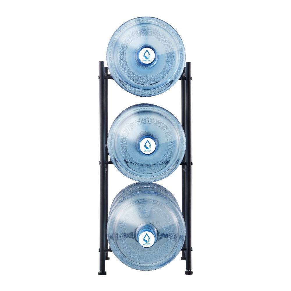 VEVOR 3 Tiers Water Jug Holder, 5 Gallon Water Bottle Holder, Single Row Water Bottle Rack for 3 Bottles, Heavy Duty Water Jug Rack for Kitchen, Office, Living Room, Black