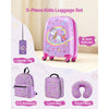 VEVOR Kids Luggage Set, 5 Piece, 18 Inch Hardside Rolling Wheels Suitcase with Backpack & U-shape Pillow, Unicorn Kids Carry on Luggage Set, Holiday Birthday Gift for Girls Boys, Airline Approved
