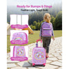 VEVOR Kids Luggage Set, 5 Piece, 18 Inch Hardside Rolling Wheels Suitcase with Backpack & U-shape Pillow, Unicorn Kids Carry on Luggage Set, Holiday Birthday Gift for Girls Boys, Airline Approved
