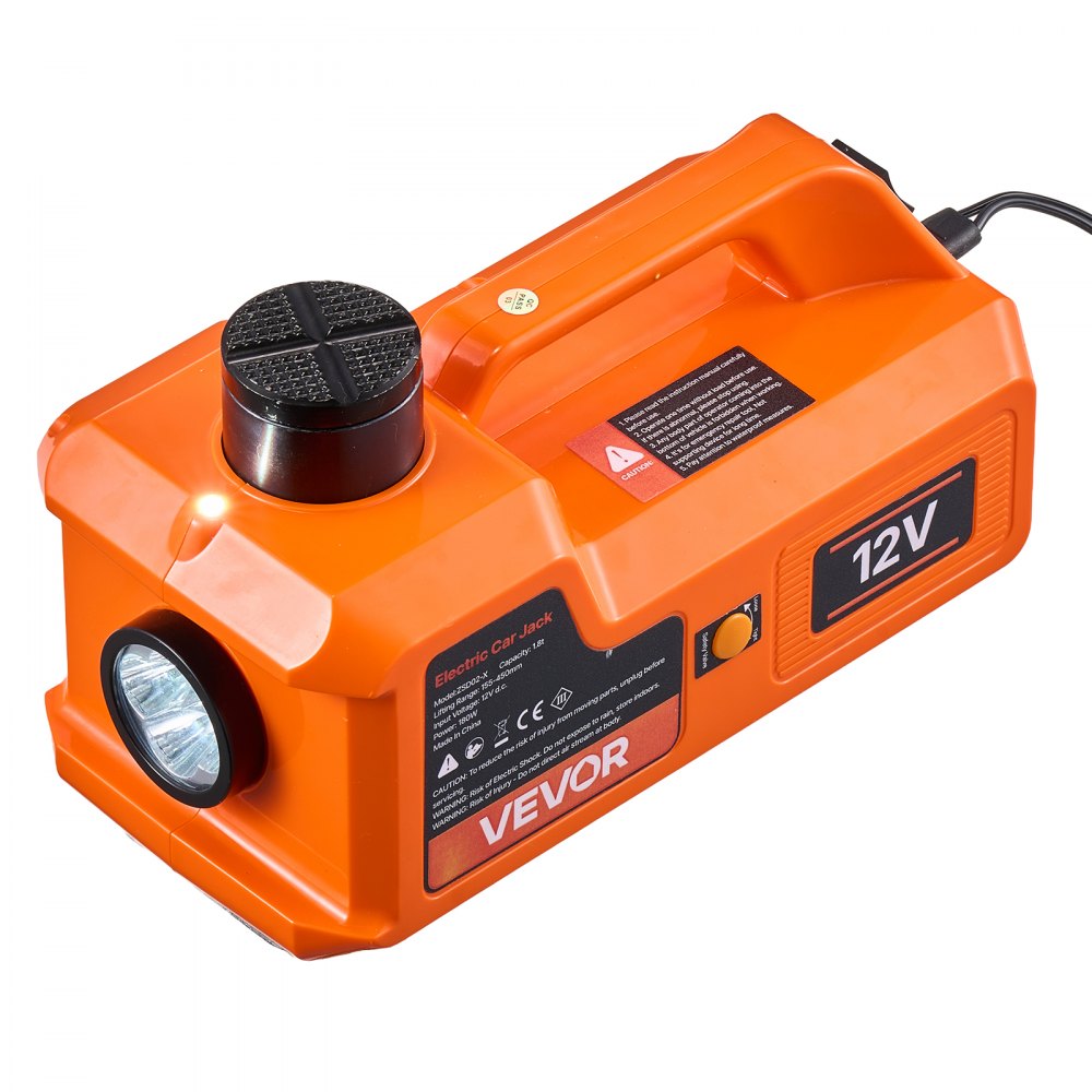VEVOR Electric Car Jack, 5 Ton Hydraulic Jack Lift 12V Car Lift Floor Jack, 6.1-17.7 in Lift Height, Portable Tire Change Tool with LED Light & Toolbox for SUV Sedan Pickup MPV